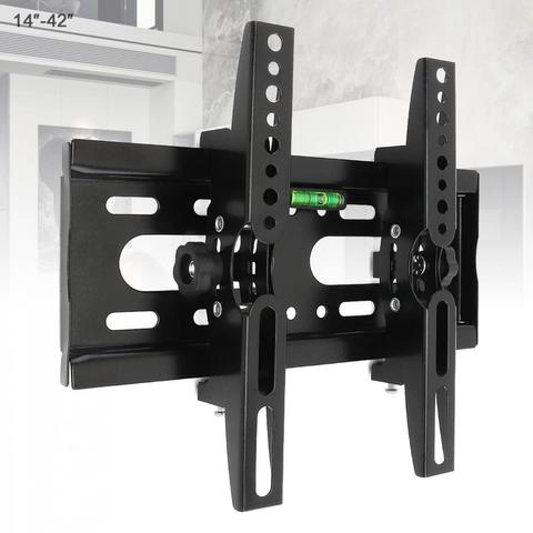 Support universel réglable de cadre de TV d'écran plat de Support de bâti de mur de TV de 25KG inclinaison de 15 degrés avec le moniteur LED d'affichage à cristaux liquides de niveau 14-42 pouces ► Photo 1/6