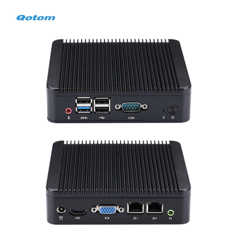 QOTOM Mini PC sans ventilateur Q190S avec processeur BayTrail j1900 Quad Core jusqu'à 2.42 GHz, double LAN Mini PC Linux ► Photo 1/6