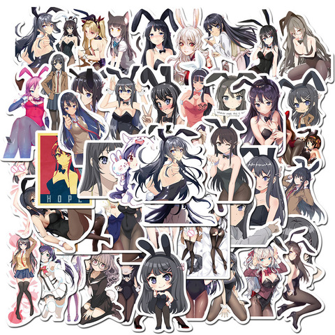 10/50pcs japon Anime Sexy dessin animé lapin fille autocollants pour Snowboard ordinateur portable bagages réfrigérateur bricolage style vinyle décor à la maison autocollants ► Photo 1/6