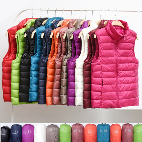 Gilet sans manches pour femmes, veste en duvet Ultra léger pour filles, Gilet Plus léger coupe-vent chaud Portable, nouvelle collection ► Photo 1/6