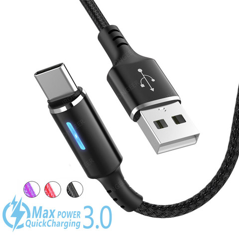 Câble USB type-c 3A LED pour recharge rapide, accessoire pour téléphone portable, compatible avec Samsung Huawei Xiaomi redmi note 8 pro ► Photo 1/6