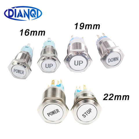 16mm 19mm 22mm laiton rhodium placage métal Momenary/verrouillage lumière Led logo personnalisable voiture haut-parleur klaxon bouton interrupteur ► Photo 1/5