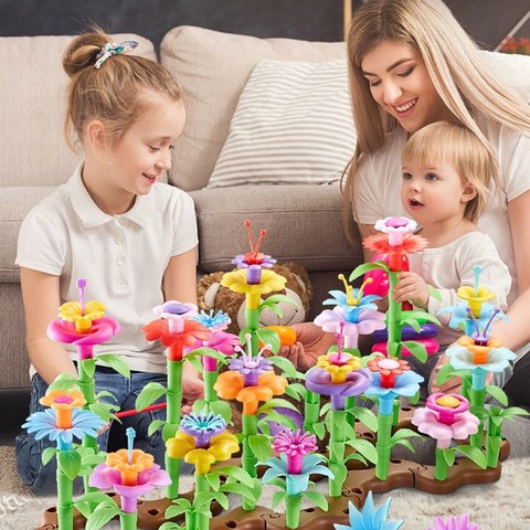 Blocs de construction colorés pour filles, jouets éducatifs pour filles, Arrangement de fleurs, DIY, créatif, interconnexion, jeu de jardin, 109, pièces/ensemble ► Photo 1/6