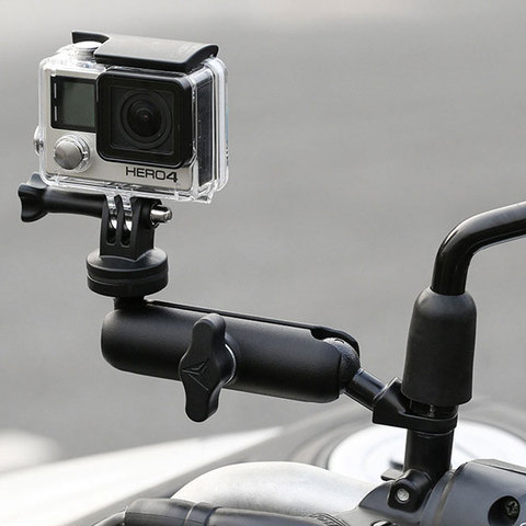 Moto vélo support de caméra guidon miroir support de montage 1/4 support en métal pour GoPro Hero8/7/6/5/4/3 + caméra d'action accessoire ► Photo 1/6