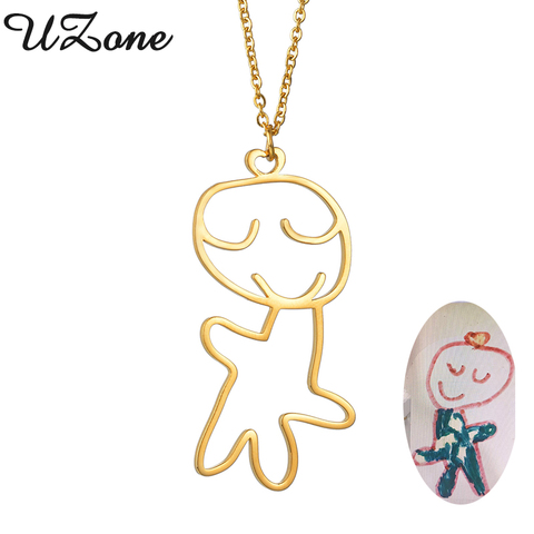 UZone personnalisé enfants dessin collier enfant Art personnalisé collier en acier inoxydable conception personnalisée nom LOGO cadeau ► Photo 1/6