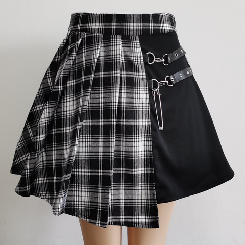 Gothique doux femmes jupe plissée mode Plaid Mini taille haute Chic jupe Kawaii été décontracté dames Plaid jupe plissée ► Photo 1/6