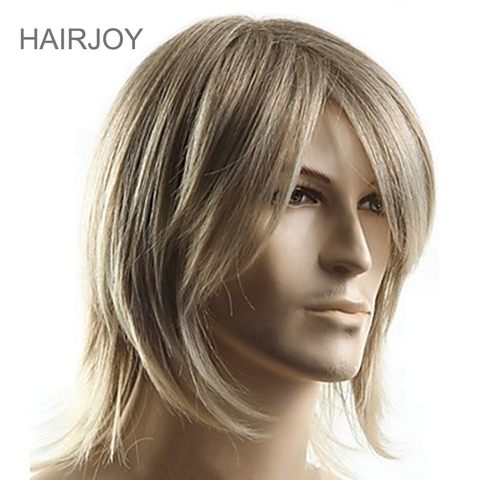 HAIRJOY – perruque synthétique mi-longue pour homme, postiche Cosplay lisse en Fiber résistante à la chaleur ► Photo 1/6