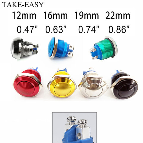 TAKE-EASY-interrupteur momentané, bouton-poussoir étanche, électronique, avec vis, 12/16/19/22mm, 12/240v ► Photo 1/4