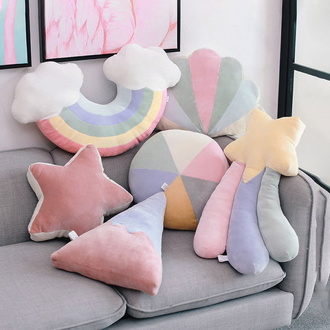 Oreiller créatif dessin animé étoile nuage lune, coussin décoratif pour la maison, cadeaux pour enfants et adultes, jouets en peluche doux pour décor de fenêtre de bébé ► Photo 1/5