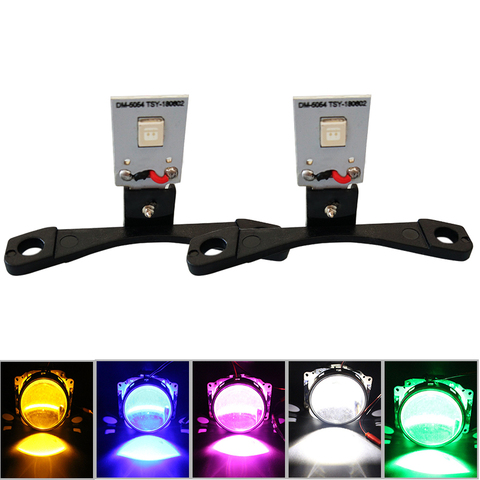 Module DRL LED pour projecteur de voiture, yeux du diable, œil du démon, lentille de projecteur, rénovation, bricolage, rouge, bleu, jaune, blanc, vert ► Photo 1/6