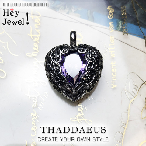 Pendentif coeur ailé violet, 2022 marque 925 argent Sterling Glam Bijoux Europe Bijoux collier accessoire cadeau pour âme femme ► Photo 1/6