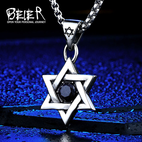 Beier nouveau magasin 316L en acier inoxydable pendentif collier étoile de david haute qualité mode chaîne unisexe bijoux LLBP8-017P ► Photo 1/6