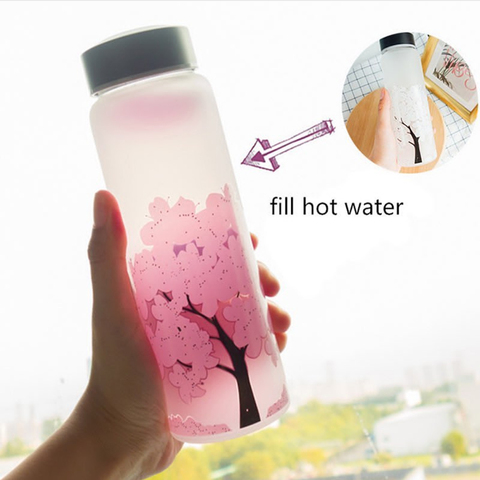 Bouteille d'eau Sakura à couleur changeante, mignon, Kawaii de 1000ML avec sac de protection, bouteille d'eau à couleur changeante, pour filles, pour étudiants, à la mode, pour le Sport ► Photo 1/6