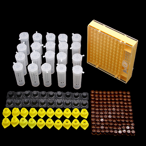 Kit de système d'élevage d'abeilles, 1 Kit de Protection avec Cage cellulaire en plastique, boîte de Protection, tasse, fournitures pour Apiculture ► Photo 1/6