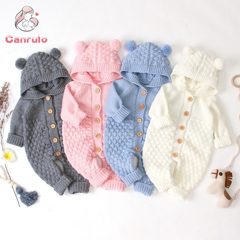 2022 automne hiver nouveau-né pull bébé garçon fille vêtements barboteuse ours oreille tricot à capuche combinaison tenue vêtements ► Photo 1/6