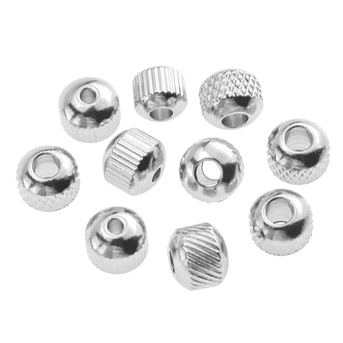 Aiovlo-perles en forme de pneu en acier inoxydable, rondes, grosses, rondes, 4, 5, 6, 7, 8mm, pour la fabrication de bijoux, colliers, bracelets, vente en gros ► Photo 1/6