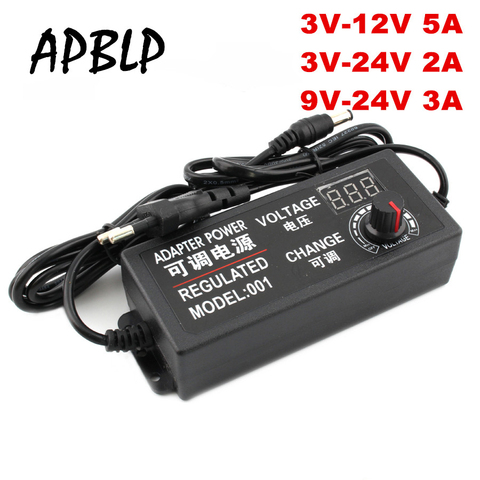 Adaptateur universel réglable ca à cc 3V-12V 3V-24V 9V-24V avec écran d'affichage alimentation régulée en tension adatpor 3 12 24 v ► Photo 1/6