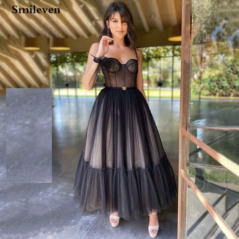 Smilevven – robe de soirée courte en Tulle noir, tenue de bal, bretelles Spaghetti, Corset, moderne ► Photo 1/6