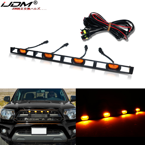 IJDM 4pc ensemble pare-chocs avant capot Grille LED ambre lumières pour Toyota Tacoma 2012-2015 LED lumières pour pare-chocs avant calandre pièces de voiture ► Photo 1/6