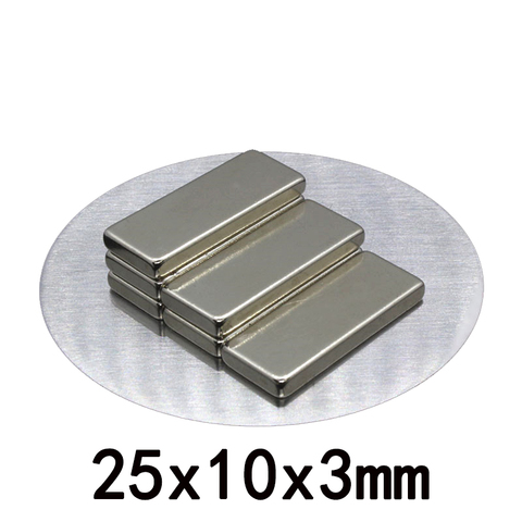 Aimants magnétiques carrés Super puissants, 5/10/20/50/100/200 pièces, 25x10x3mm, 25mm x 10x3mm, bloc magnétique 25*10*3 ► Photo 1/4