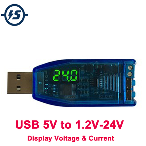 Convertisseur de tension USB Boost UP/Down, Module d'alimentation, affichage vert, bouton latéral, DC-DC 5V à 3.3V 9V 12V 24V ► Photo 1/6