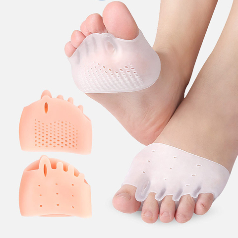 Semelles en Silicone avant-pied coussinets séparateur d'orteils chaussures de soulagement de la douleur semelles orteil Hallux Valgus correcteur coussin Gel pédicure chaussettes ► Photo 1/6