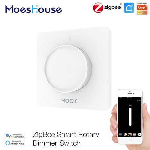 Nouveau ZigBee intelligent variateur de lumière rotative interrupteur luminosité mémoire vie intelligente/Tuya APP télécommande fonctionne avec Alexa Google EU ► Photo 1/1