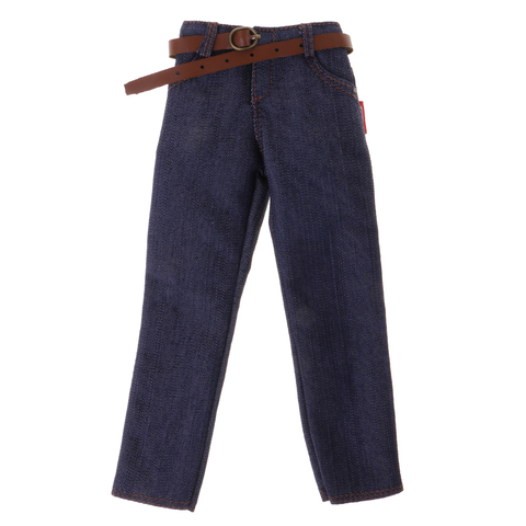 Jean classique pour homme, pantalon avec ceinture, 12 pouces, bleu foncé, vêtements pour figurines, Enterbay ZY Toys, 1/6 ► Photo 1/6