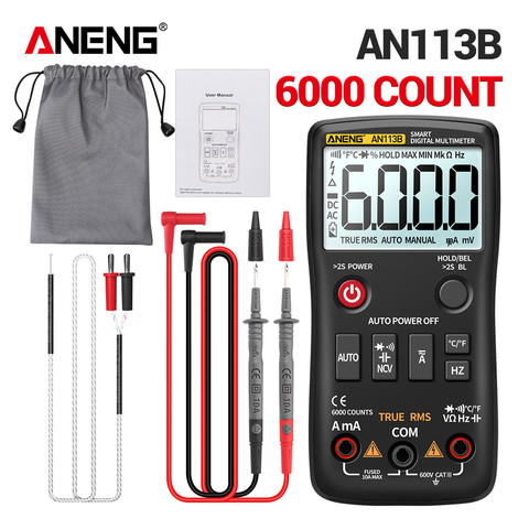 ANENG – multimètre numérique AN113B, True RMS, avec testeur de température, 6000 points, mesure automatique des transistors AC/DC ► Photo 1/6