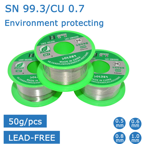 Fil à souder sans plomb, 50g, 0.5mm-1.0mm de diamètre Sn/99.3 Cu/0.7 rouleau, noyau de fer à souder pour soudure électrique RoHs ► Photo 1/6