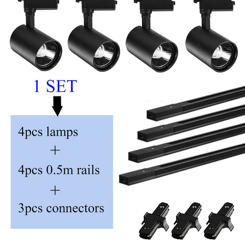 Ensemble complet de systèmes d'éclairage sur Rail LED 12/20/30/40W COB, Spot lumineux sur Rail en T, pour magasin, maison ► Photo 1/6