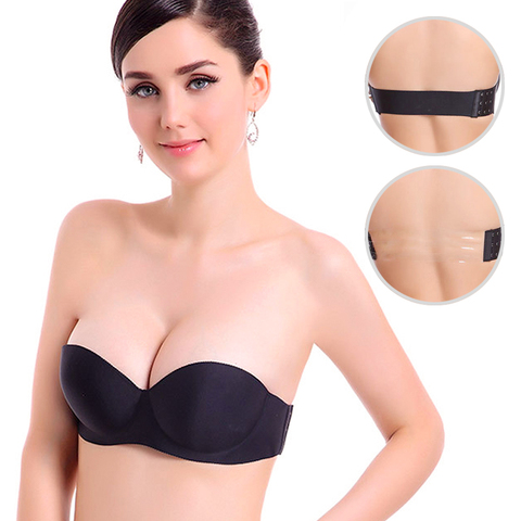 Soutien-gorge Push-Up invisible sans bretelles pour femme, bandeau à armatures, coupe 1/2, robe de mariage, dos nu, G # ► Photo 1/6