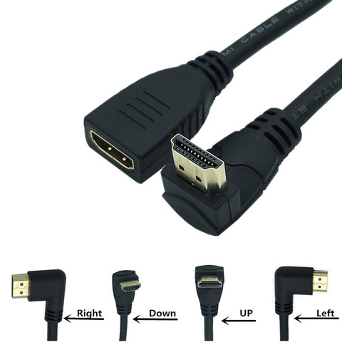 Rallonge mâle/femelle à angle droit à 90 degrés, câble d'extension Ethernet Ultra 3D 2.0 P, compatible HDMI, 2K x 4K @ 60HZ, 1080 ► Photo 1/6