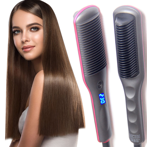 Brosses à cheveux électriques peigne droit Anti-brûlure droite peigne à cheveux peigne chaud lisseur cheveux lisseur brosse 360 rotatif ► Photo 1/6