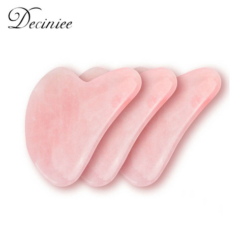 Jade – Quartz rose Gua Sha naturel, exfoliant, pour massage, pierre plate, pour corps, visage, cou et dos ► Photo 1/6