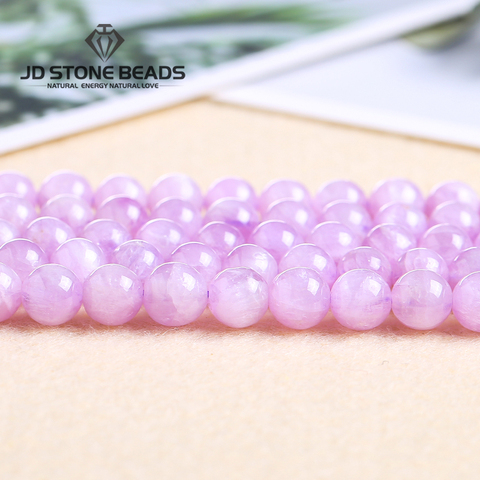 Perles Kunzite naturelles, pierre précieuse, taille 6/8/10MM, haute qualité, fines facettes, violet, Morgan, 3A 5A, accessoire pour la fabrication de bijoux ► Photo 1/6