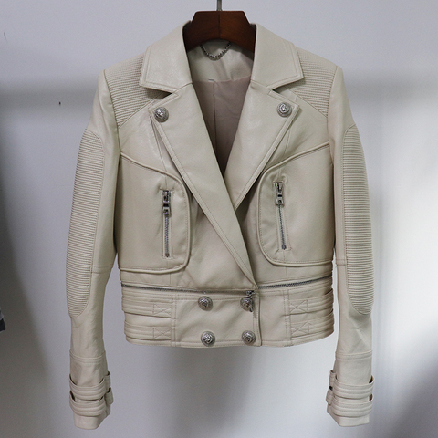 Veste en Faux cuir pour femmes, veste de styliste, boutons de Lion, veste de Moto, nouvelle mode 2022 ► Photo 1/1