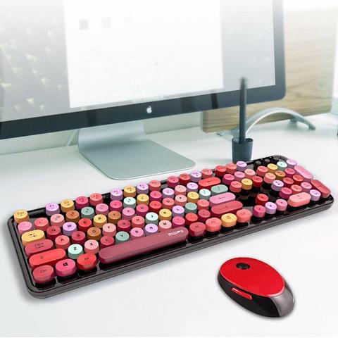 Ensemble Mini clavier et souris sans fil 2.4G, multimédia, pour ordinateur portable, TV, fournitures de bureau ► Photo 1/6