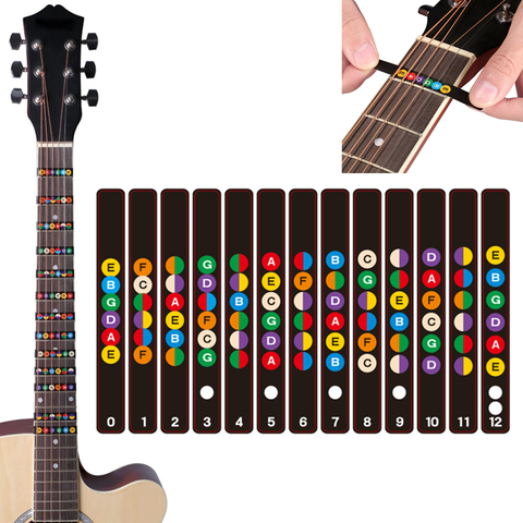 Résistant à l'eau universel guitare Fretboard notes étiquettes touche Fret autocollants 2 couleurs accessoires de guitare en option ► Photo 1/6