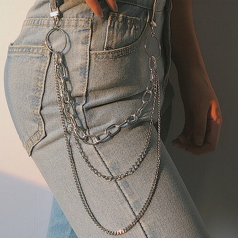 Punk Hip-hop à la mode simple/trois couches ceinture porte-clés taille pantalon chaîne jean Long métal vêtements accessoires bijoux mode ► Photo 1/6