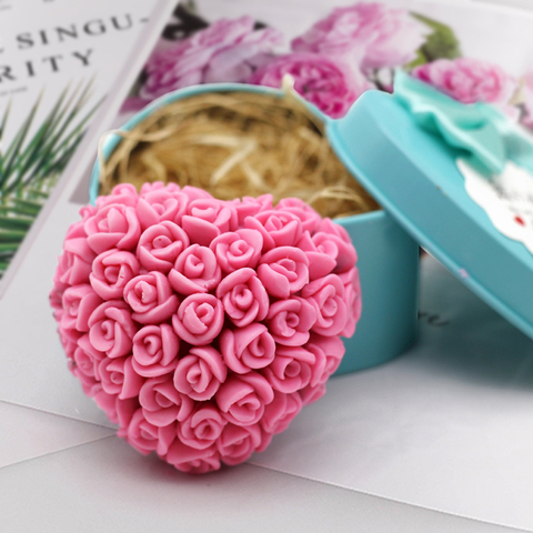 Beau coeur Silicone savon moule fleur Rose bricolage forme Fondant savon faisant 3d à la main décoration moule à la main goutte colle moule ► Photo 1/6