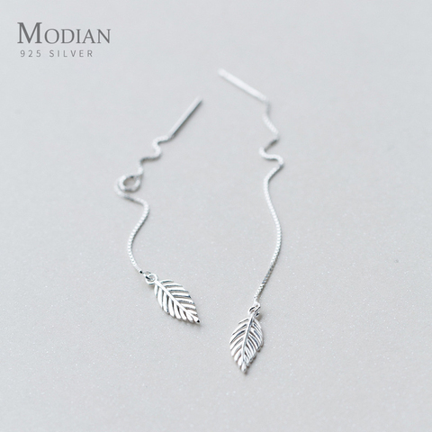 Modian – boucles d'oreilles longues à pampilles, classiques, en argent Sterling 925, pendentif, romantique, feuille d'arbre, tendance, cadeau, bijoux fins ► Photo 1/5