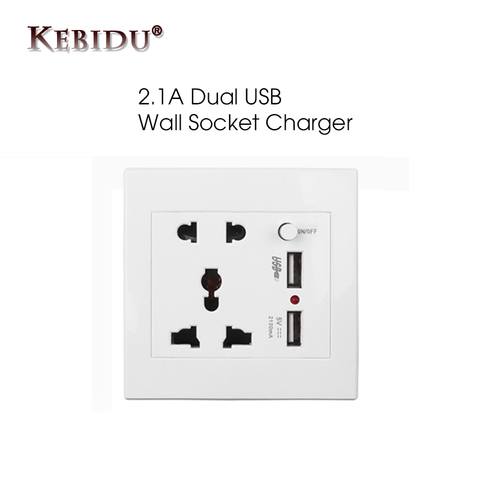 Kebidumei – panneau de prise murale universel AC 110-250V, avec 2 ports USB, chargeur, prise de courant ue US UK AU ► Photo 1/6
