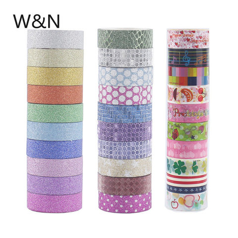 Lot de 10 rubans Washi arc-en-ciel Kawaii, papier adhésif à paillettes pour bricolage et Scrapbooking, papeterie fournitures scolaires ► Photo 1/6