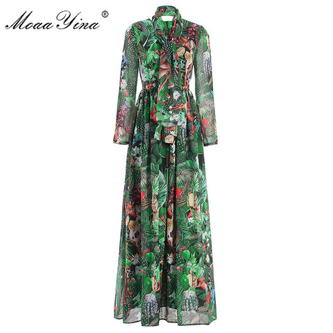 MoaaYina robe de créateur de mode printemps automne femmes robe à manches longues forêt tropicale imprimé fleuri Maxi robes ► Photo 1/5