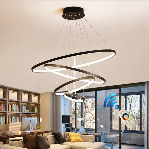 Plafonnier led composé d'anneaux, design moderne, éclairage d'intérieur, luminaire décoratif de plafond, idéal pour un salon ou une chambre à coucher, 40/60/80cm ► Photo 1/6