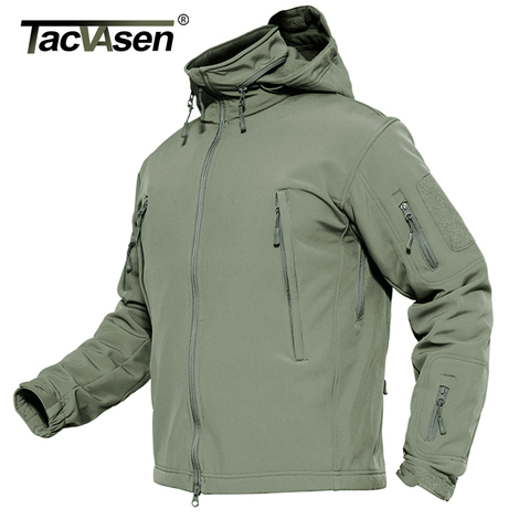 TACVASEN Hommes Militaire Veste Manteau Imperméable Tactique Veste Hiver Soft Shell Chasse Vestes Armée Amovible À Capuchon Coupe-Vent ► Photo 1/6