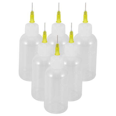 6 pièces multi-usages précision aiguille pointe applicateur presser bouteilles liquide colle compte-gouttes distributeur 50ml en plastique aiguille pointe bouteille ► Photo 1/6