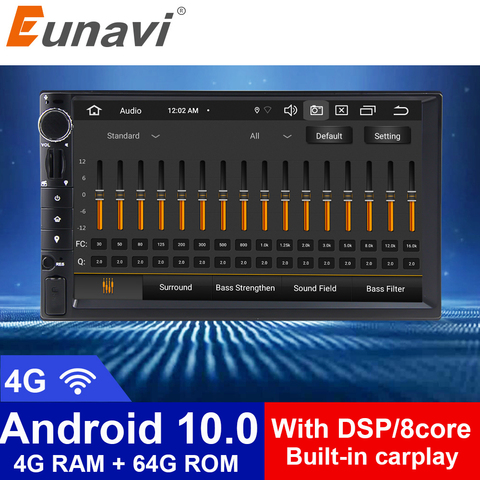 Eunavi DSP 2 Din Android Autoradio lecteur multimédia 4G 64 go universel Autoradio stéréo Audio HD écran GPS Navigation sans DVD ► Photo 1/6