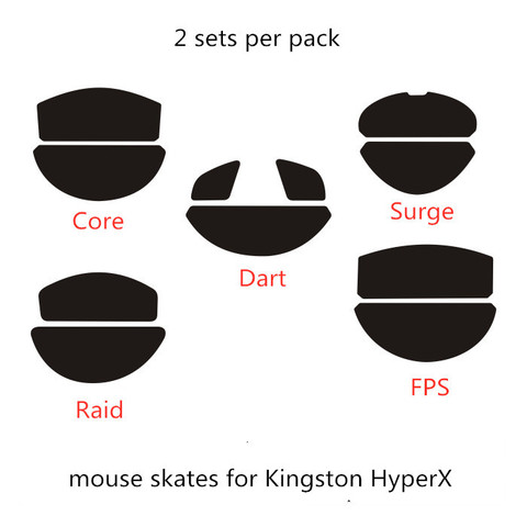 Patins de souris pour Kingston HyperX Pulsefire FPS Surge Core Dart Raid, 2 pièces/paquet ► Photo 1/1